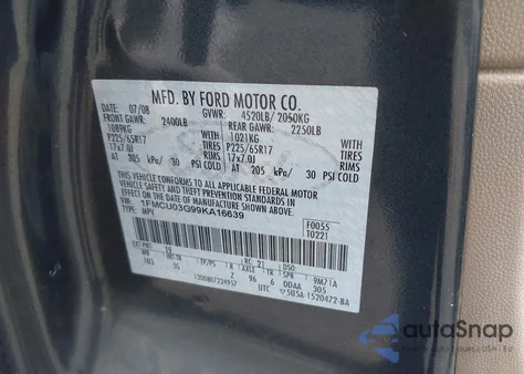 2009 Ford Escape Xlt z USA, uszkodzony, nr VIN 1FMCU03G99KA16639